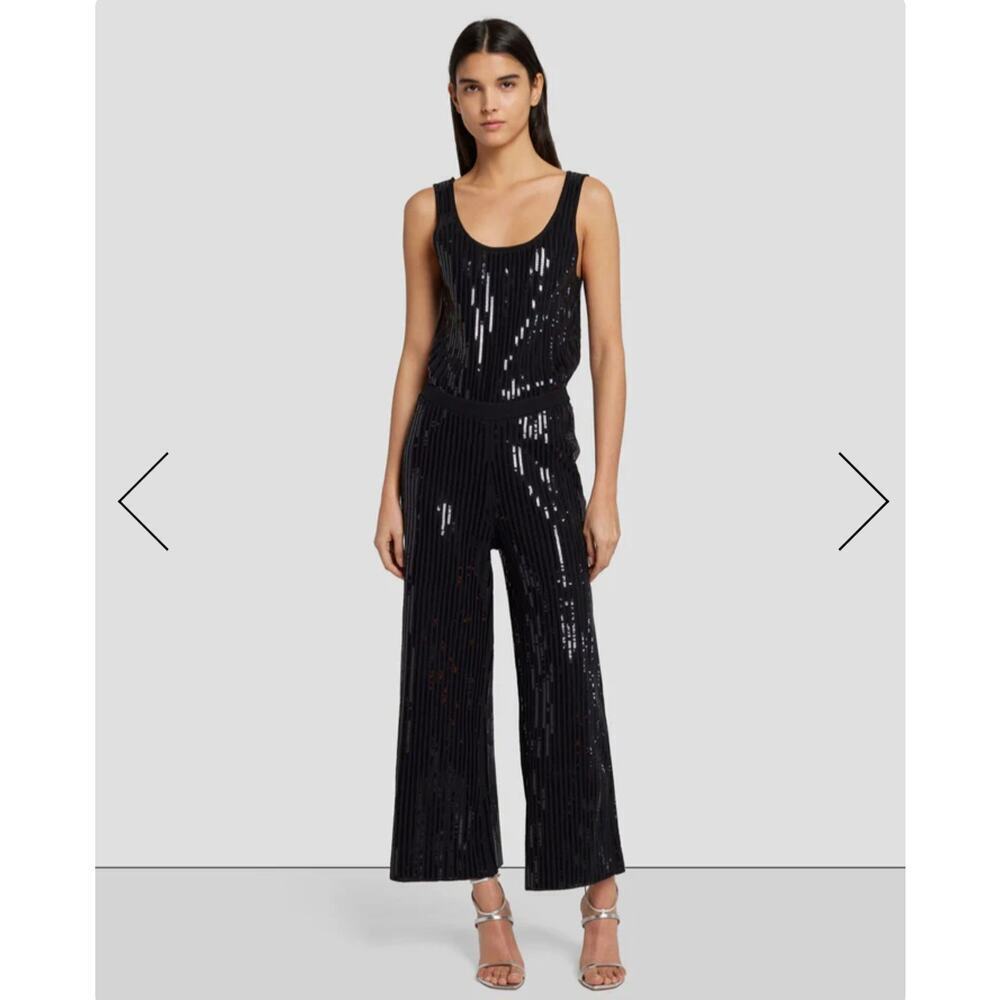 NWT 7 For All Mankind Sequin Wide Leg Knit Pull on Jumpsuit size L